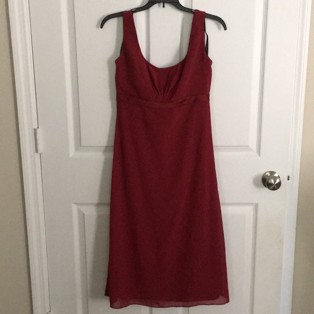 Alfred Sung Burgundy Mid-Calf Formal Dress
